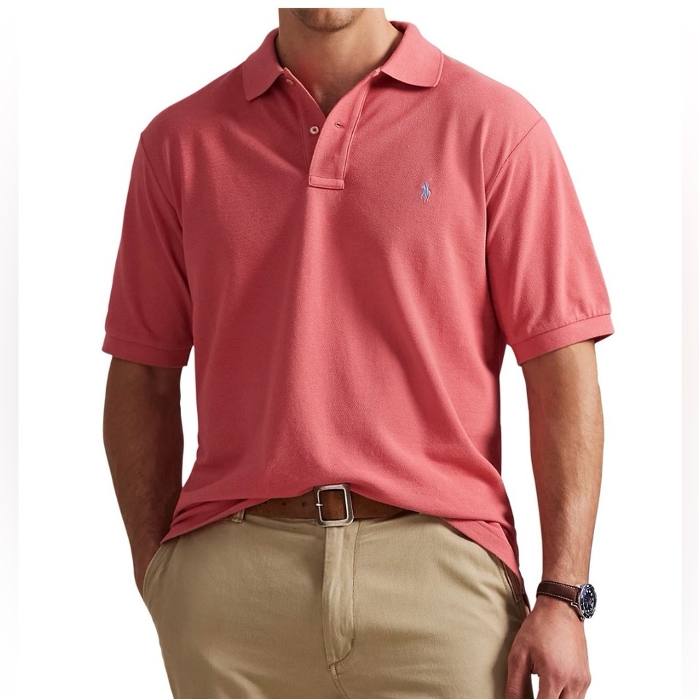 Men's Classic Fit Mesh Polo Ralph Lauren Shirt in Coral